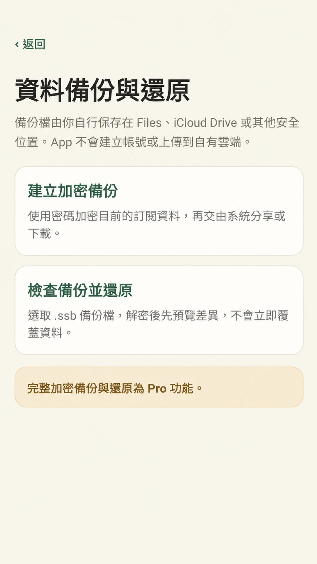 訂閱省錢助手:加密備份與還原
